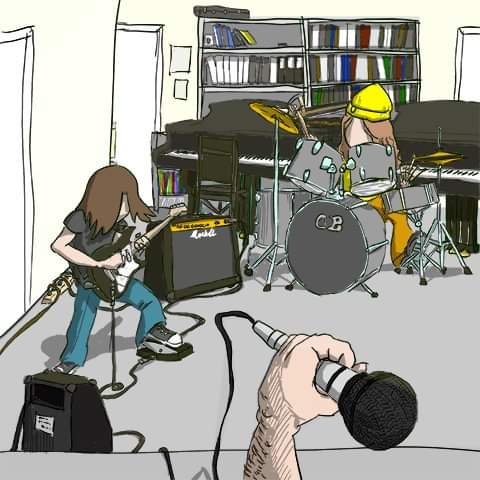 Band Practice in Mom's studio.

Description automatically generated